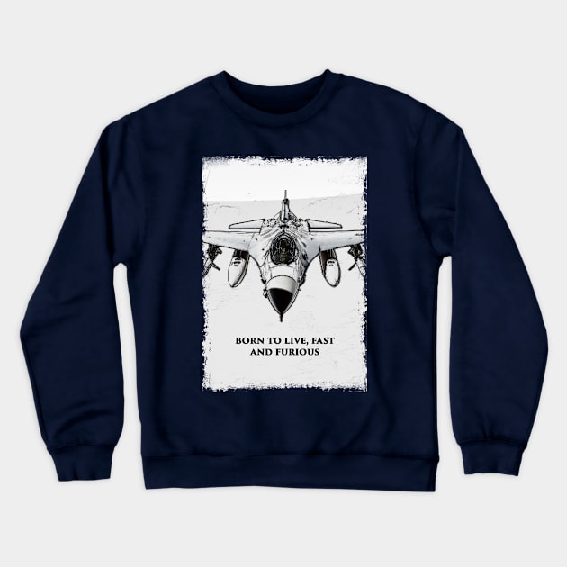 Fighter Jet Born P3 Crewneck Sweatshirt by FasBytes